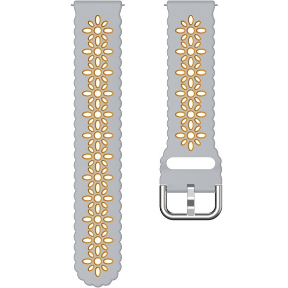 Universal 20mm Soft Hollowed-out Silicone Strap, grey/orange