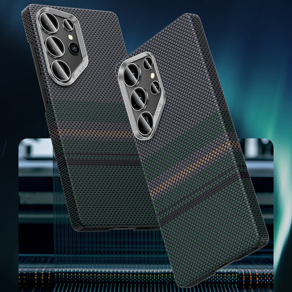 BENKS Kevlar Case for Samsung Galaxy S25 Ultra, for MagSafe, Carbon Fiber, black