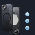 Case for iPhone 15, for MagSafe, ERBORD Matt Case, black + Screen Glass