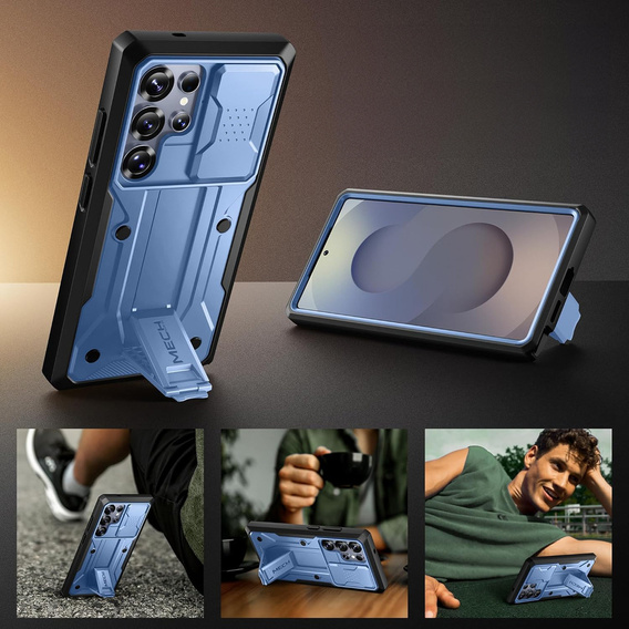 Rugged Case for Samsung Galaxy S25 Ultra – Tongate MECH Series Belt Clip, blue