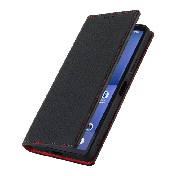 Flip case for Sony Xperia 10 V, Litchi Skin Grain, black