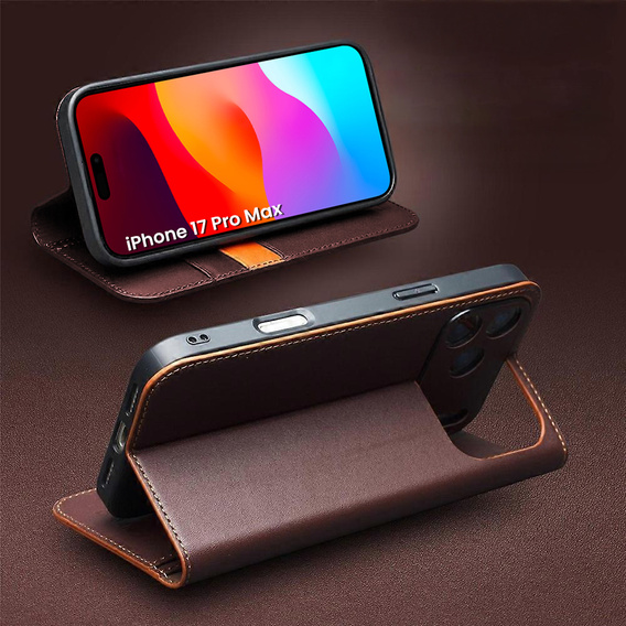 QIALINO leather wallet flip case for iPhone 17 Pro Max - brown