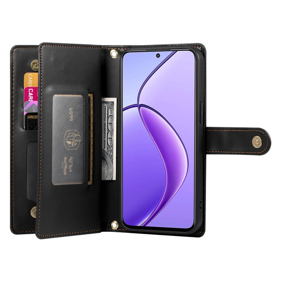 Flip case for Realme 14 Pro+ 5G, Wallet Zipper Pocket, black