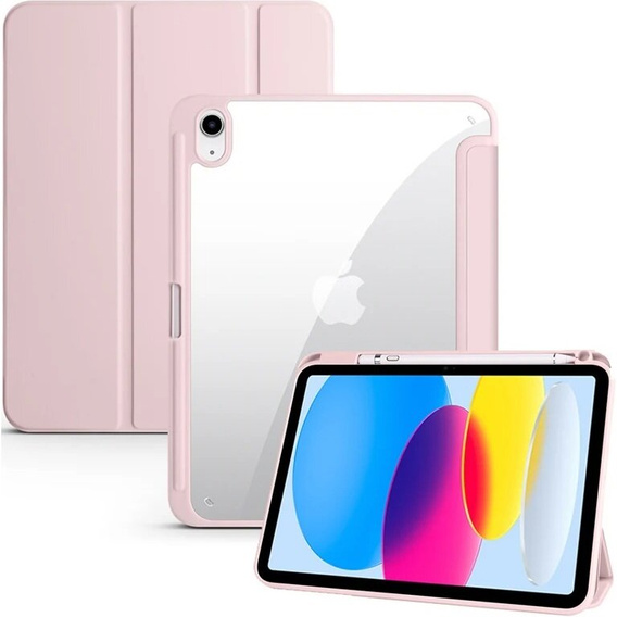 Case for iPad 10.9 2022 10 Gen, Smartcase Hybrid, with stylus space, pink