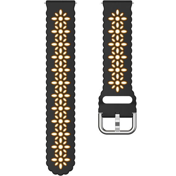 Universal 20mm Soft Hollowed-out Silicone Strap, black/orange