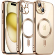 Case for iPhone 15, Electro MagSafe, gold + Screen Glass