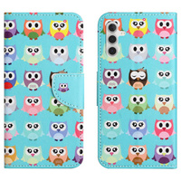 Flip case for Samsung Galaxy M15 5G, Wallet, Owls blue