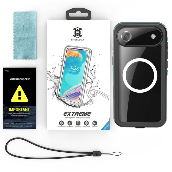 Case for iPhone Air, Waterproof IP68, SHELLBOX MagSafe, blue