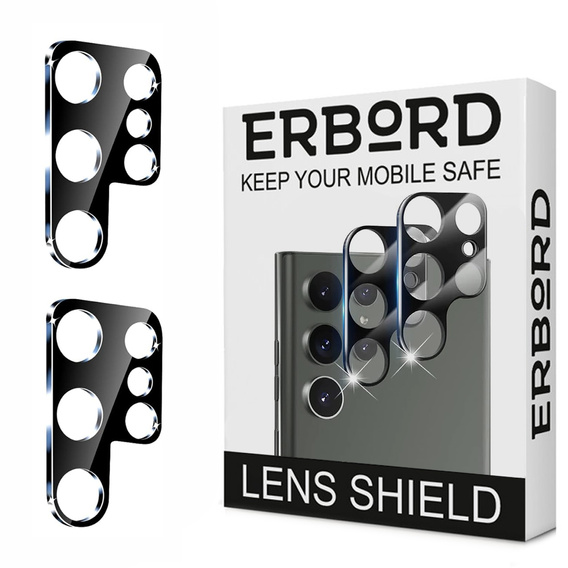 2x ERBORD tempered glass for camera to Samsung Galaxy S24 Ultra, transparent