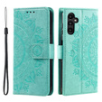 Flip case for Samsung Galaxy A25 5G, Mandala Flower, green + 9H glass