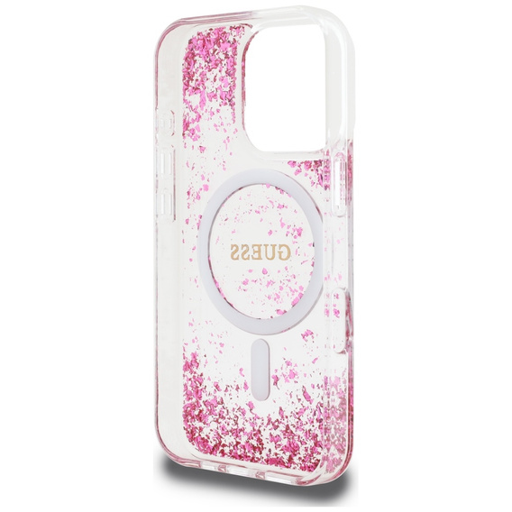 GUESS Resin Bottom Glitter MagSafe Case for iPhone 16 Pro Max