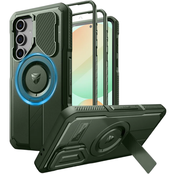 Armored case for Samsung Galaxy S24 FE, Dexnor Full Body (Two Frames), green