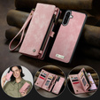 CASEME case for Samsung Galaxy A56 5G, Retro Leather Wallet, with strap, pink