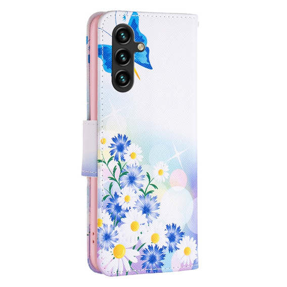 Flip case for Samsung Galaxy A55 5G, Wallet, Butterfly & Flowers, white