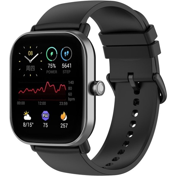 Silicone strap 20mm, Black/Black Buckle