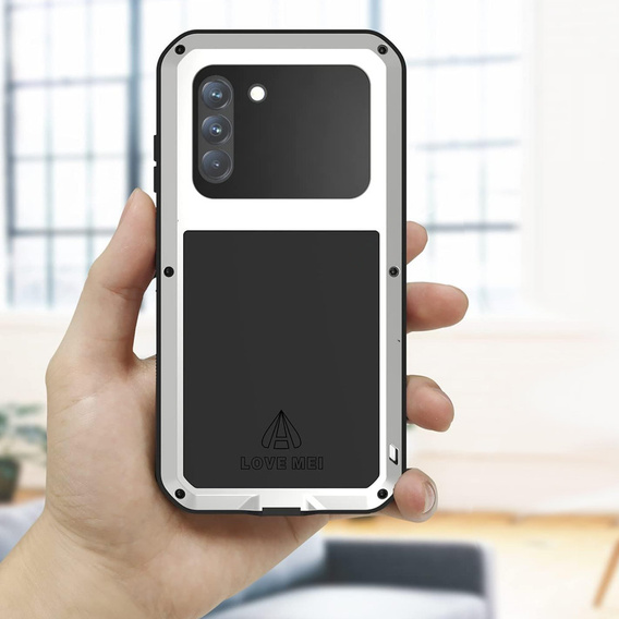 Love Mei Case for Samsung Galaxy A34 5G, armored with glass, silver