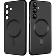 Case for Samsung Galaxy S25+ Plus, ColorMag, for MagSafe, black + 9H tempered glass