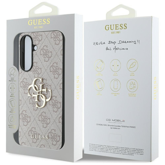 GUESS Case for Samsung Galaxy A56 5G, 4G Big Metal Logo, pink