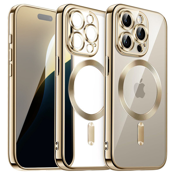 Case for iPhone 11 Pro Max, Electro MagSafe, gold + Screen Glass