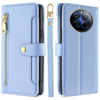 Flip case for Realme 12 Pro 5G / 12 Pro+ 5G, Wallet Zipper Pocket, blue