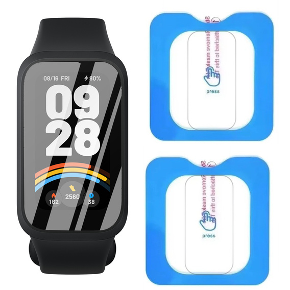 2x ERBORD Tempered Glass for Xiaomi Smart Band 9 Active, with mounting frame