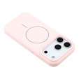 Silicone case for iPhone 17 Pro Max, for MagSafe, anti-shock, pink