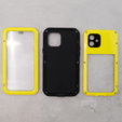 Love Mei Case for iPhone 12, armored with glass, yellow