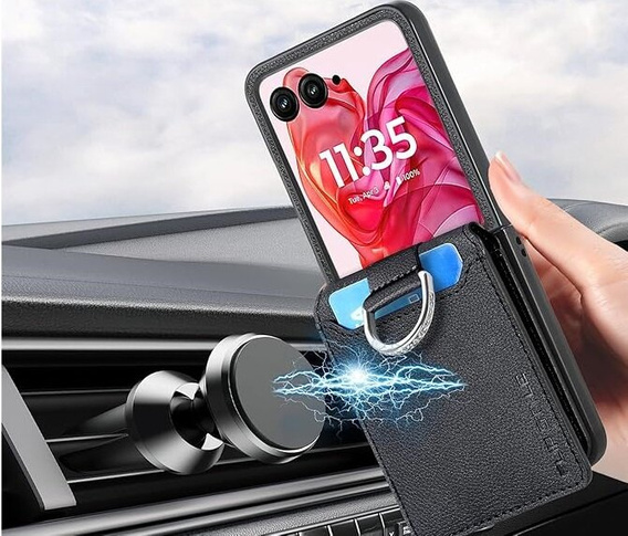 Case for Motorola Razr 50 Ultra, Card Slot Ring Case, black