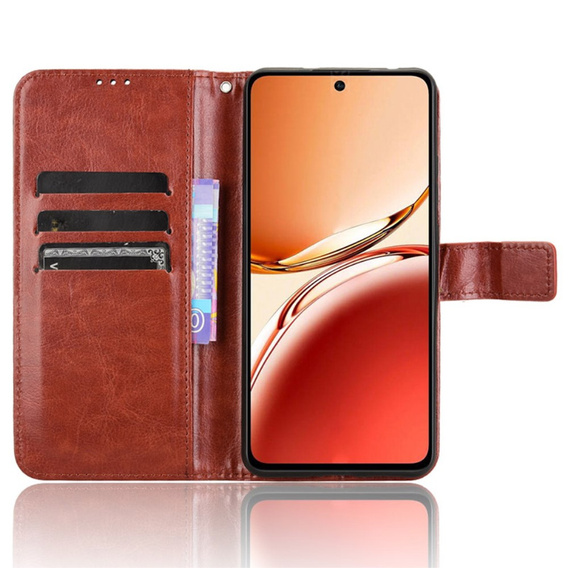 Flip case for Oppo Reno 12FS / 12F, Crazy Horse Wallet, brown