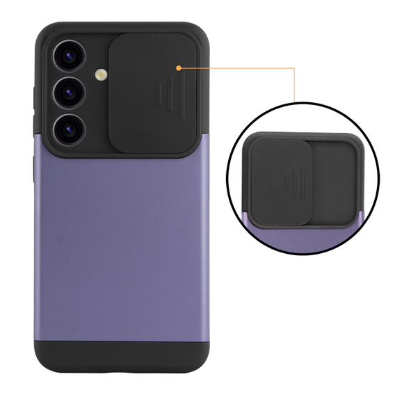 Case for Samsung Galaxy S24, ERBORD CamProtect Slide Camera, purple