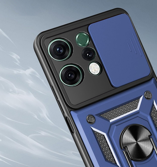Armoured case for Oppo Reno 14, with camera protection, with stand, blue
