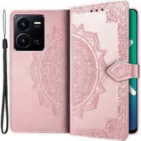 Flip case for Vivo Y35 4G, Mandala, pink rose gold