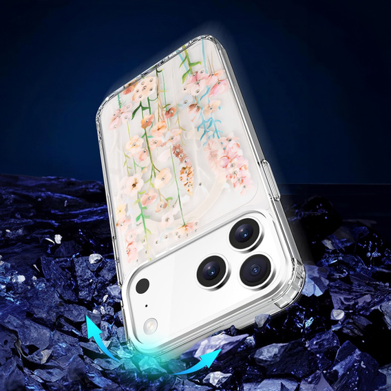 Magnetic case with floral laser pattern for iPhone 17 Pro Max