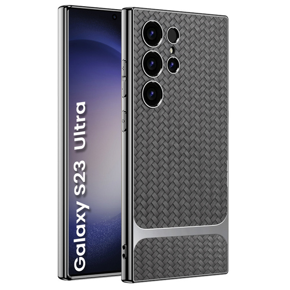 Case for Samsung Galaxy S23 Ultra, GKK Woven Leather, grey