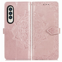 Flip case for Samsung Galaxy Z Fold3 5G, Mandala, pink rose gold