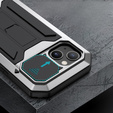 Case for iPhone 13, R-JUST CamShield Slide, armoured, silver / black
