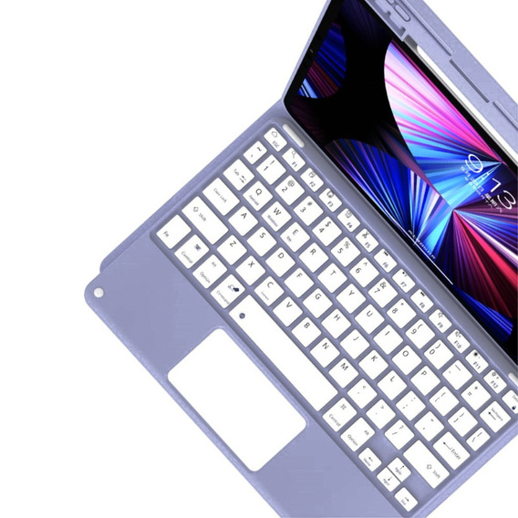 Case + keyboard iPad 10.2 2021 / 2020 / 2019 / Air 10.5 2019, Leather Pen Slot TouchPad, purple