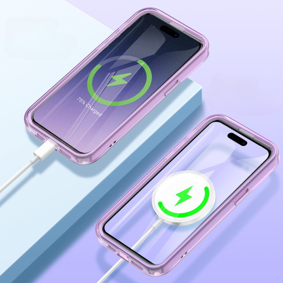 Case for iPhone 16 Pro Max, Shockproof Hybrid, with screen film, for MagSafe, purple