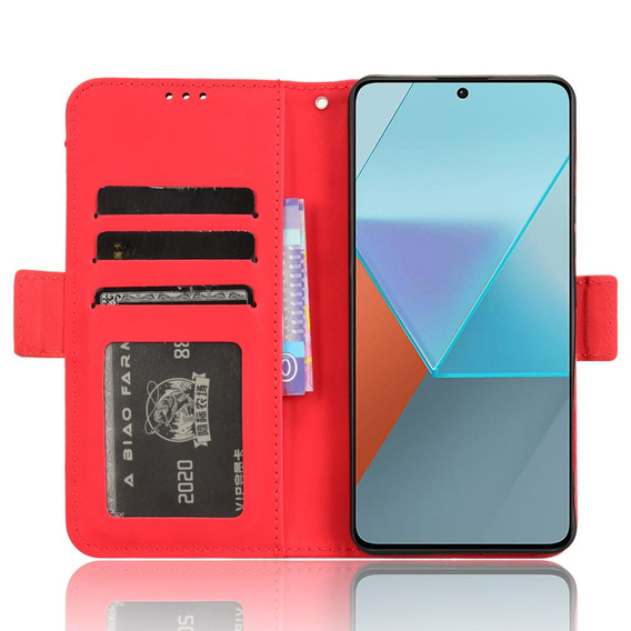 Flip case for Xiaomi Redmi Note 13 Pro 5G, Card Slot, red