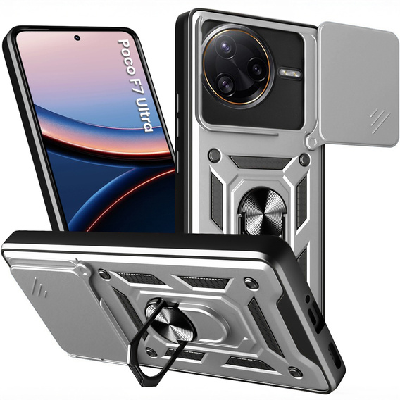 Case for Xiaomi Poco F7 Ultra, CamShield Slide, silver