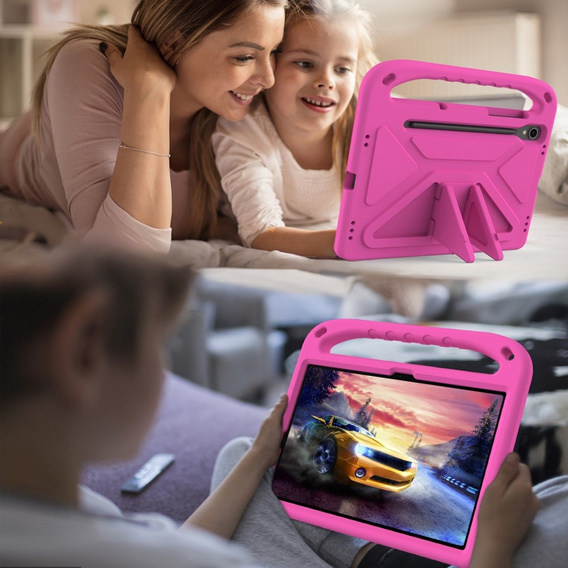 Children's case for Samsung Galaxy Tab S10 Lite / S10 FE / S9 FE, with handle, pink
