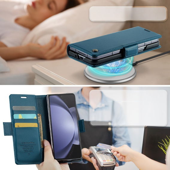 CASEME flip case for Samsung Galaxy Z Fold6 5G, Litchi Wallet, blue