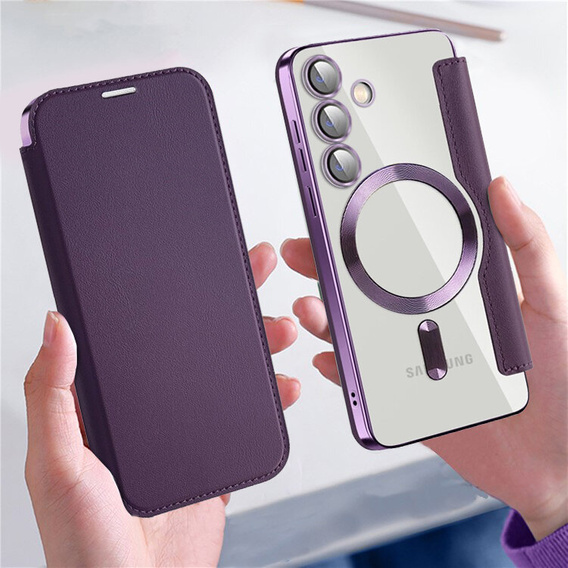 Flip case for Samsung Galaxy S24+ Plus, RFID Wallet MagSafe CamShield, purple