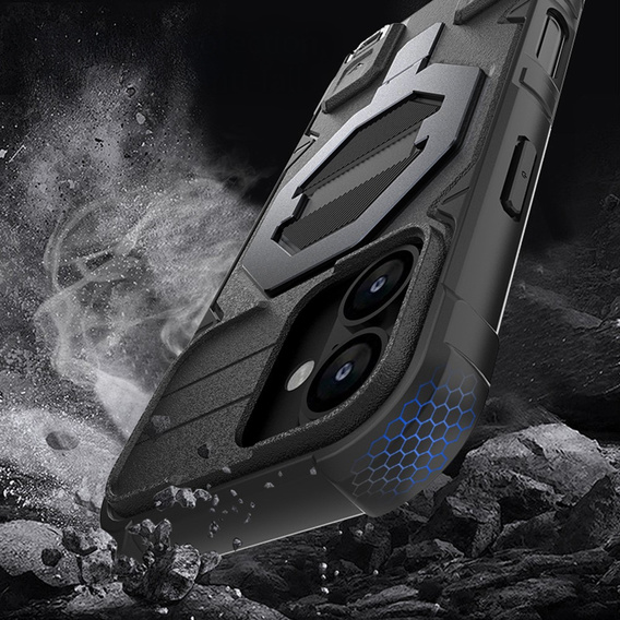 Case for iPhone 17, for MagSafe, armoured with stand, black