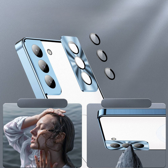 Camera Protection Case for Samsung Galaxy S21 FE 5G, CamShield MagSafe, transparent / blue