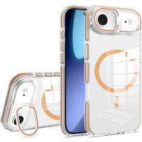 Case for iPhone Air, for MagSafe, with stand, transparent with gold inserts