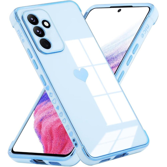 Case for Samsung Galaxy A15 4G / 5G, Electro heart, blue + Full Glue Ceramic Glass