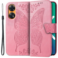 Flip case for Oppo Reno8 T, Butterfly, pink