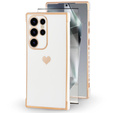 Case for Samsung Galaxy S24 Ultra, Electro heart, white + Full Glue Ceramic Glass