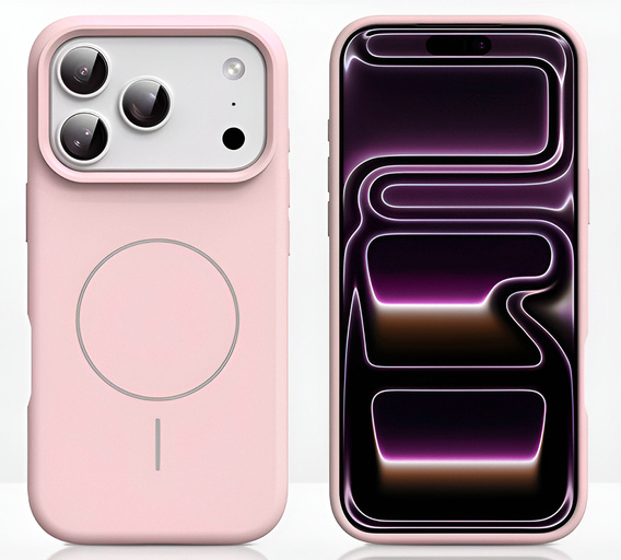Silicone sleeve for iPhone 17 Pro, for MagSafe, anti-shock, pink